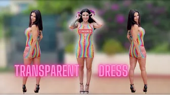 4K TRANSPARENT no pasties Try On Haul | Sheer See Through dress | No Bra | Fishnet Rainbow Lingerie