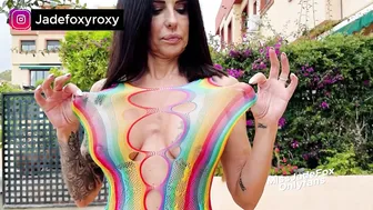 4K TRANSPARENT no pasties Try On Haul | Sheer See Through dress | No Bra | Fishnet Rainbow Lingerie #4