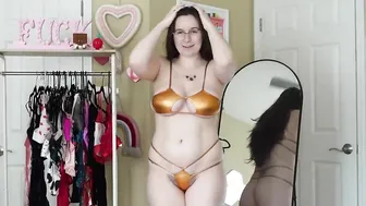 Micro Bikini Try On Haul 4K Mirror View | Metallic & Bejeweled Micro Bikini Review + Honest Opinion #4