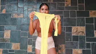 [4k] TRANSPARENT - One Piece Yellow See Through - No Bra #2