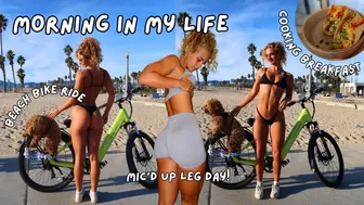 Morning in my Life | mic'd up leg day, cooking breakfast, beach day ft Vanpowers Ebike