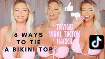 TRYING VIRAL TIKTOK BIKINI TOP HACK TREND ♥️♥️ | 6 ways to tie a bikini top #1