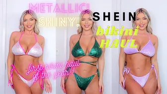 METALLIC BIKINI TRY ON HAUL 2023 | SHEIN #1