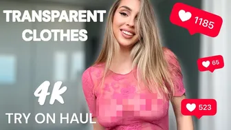 [4K] Try On Haul | NO BRA | Pink TOP #1