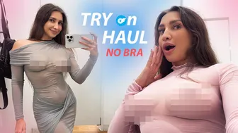 [4K] TRANSPARENT Try On Haul with Kristina | NO BRA at Mall #1