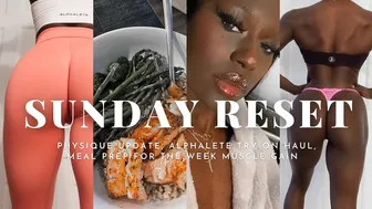 SUNDAY RESET VLOG: physique update, alphalete try on haul, meal prep for the week muscle gain