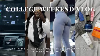 COLLEGE WEEKEND VLOG: day in my life, studying, glute & quad workout, grocery haul, movies