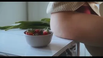 Eating Strawberries. with Transparent