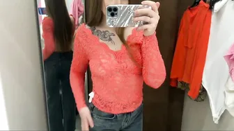 [4K] Try on Haul exclusive transparent outfits _ is dressing room front on Camera enjoy #4