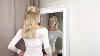 [4K] Try On Haul With Mirror White Blouse With Mirror #4