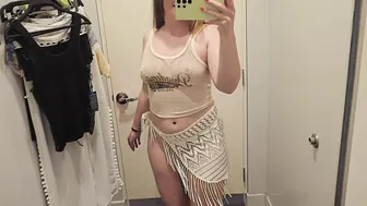 [4K] Transparent Mesh Try On Haul | Dressing Room No Bra (2024) #3