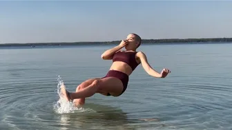 Taking a dip in ice cold Michigan lake water - Camping Clips #15