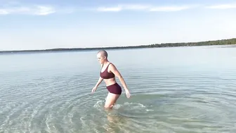 Taking a dip in ice cold Michigan lake water - Camping Clips #15 #3