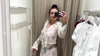 [4K] TRANSPARENT Try On Haul | Sheer Outfit with No Bra | Fitting room #2