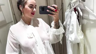 [4K] TRANSPARENT Try On Haul | Sheer Outfit with No Bra | Fitting room #3