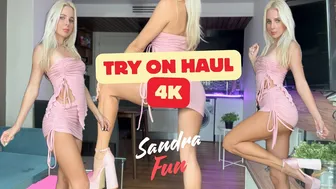 [4K] Try on haul a short summer dress with Sandra Fun #1