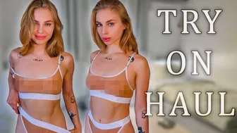 [4K] See-Through Clothes Try on Haul | Transparent Fabric & No Bra Trend #1