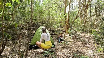 solo camping after the rain♥️♥️️juicy girl preparing fruit salad in wild forest♥️♥️ #3