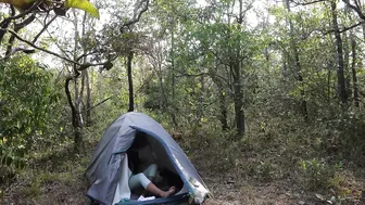 Solo nice girl ASMR camping in in dense jungle♥️♥️morning yoga on the rock⛰️ #4